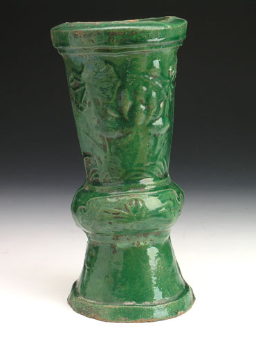 Chinese Green Glazed Clay Vase, Ming Dynasty