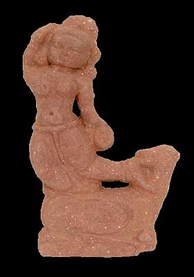 A Indian red sandstone carving of Yakshi, 12th  - 14th century AD