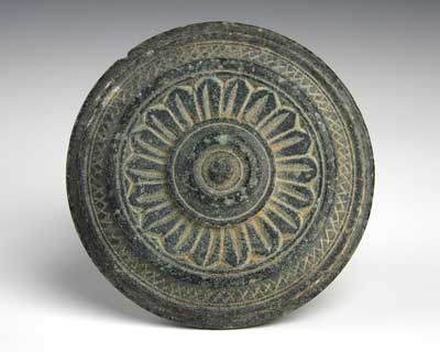 A fine schist Budhist Reliquary with Contents, Gandhara, ca 1st century AD