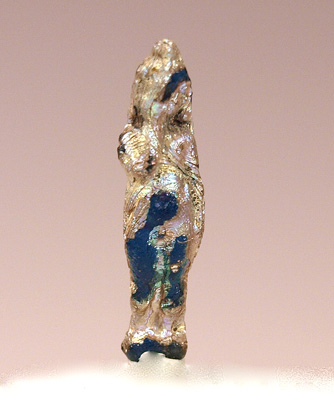 Egyptian Miniature Blue Glass Figure of Harpocrates, Late - Ptolomaic Period ca 664 - 30 BC