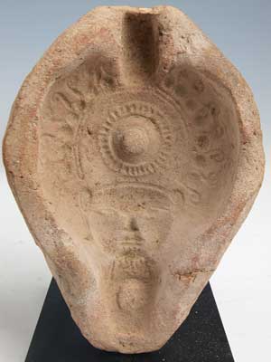 An Egyptian clay oil lamp mould of Hathor, ca 3rd century BC