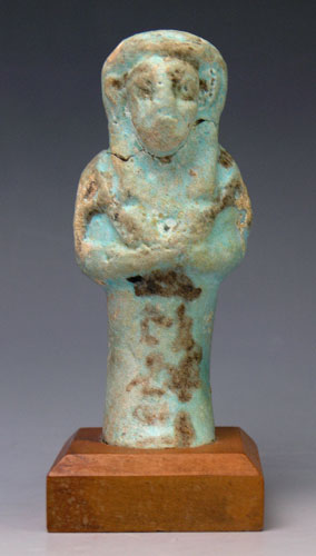 An Egyptian blue-glazed Faience shabti for Imintet, 21st Dynasty ca 1069-945 BC