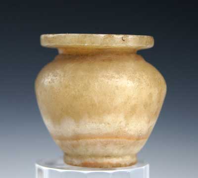 A charming Egyptian Alabaster Kohl Pot, Middle Kingdom 2000BC