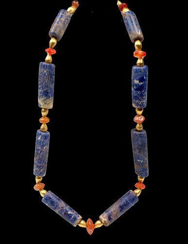 A fine Pre-Columbian Lapis Lazuli Bead Necklace, Chavin culture, Peru, 600-300 BC