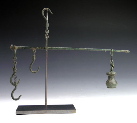 A Roman Bronze Steelyard and Weight, ca 2nd Century A.D.