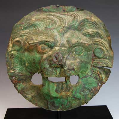A large Roman Bronze Lion head Applique, ca 1st century AD