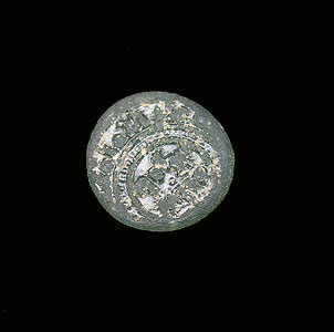 A Byzantine mould-pressed glass token/theatre ticket, ca 4th century AD