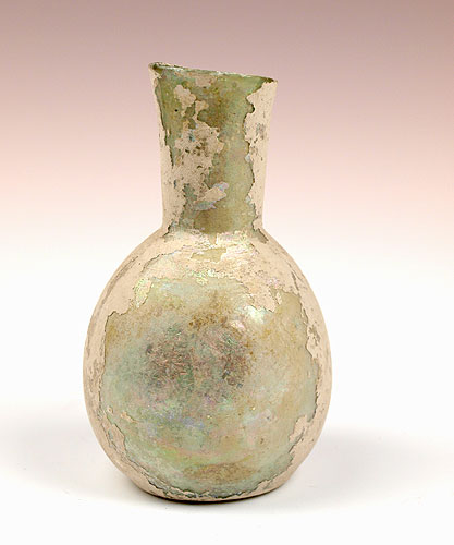 A Byzantine Green Glass Bottle, ca 8th century AD