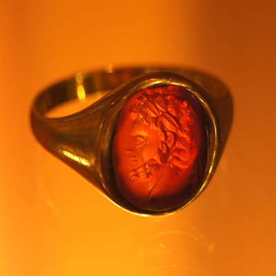 A fine Roman carnelian Intaglio of the Emperor Hadrian, ca 117 - 138 AD