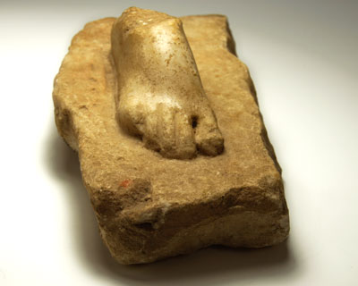 A Roman Marble Foot with Base, ca 1st century AD