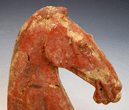 A Chinese Painted Grey Pottery Horse Head, Han Dynasty, ca 200 B.C.-200 A.D.