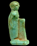 An Egyptian Miniature Faience Amulet of a Man, 18th Dynasty, ca 1550-1069 B.C.