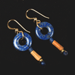 A pair of Egyptian Glass and coral earrings, ca 1st century AD