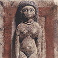 Superb Egyptian painted limestone image of a concubine, Late Period, 26th Dynasty, ca. 550 B.C