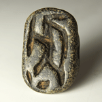 A fine Black Serpentine Seal of a Warrior, Early Uruk Period, ca 3500-3200 BC