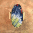 A Roman Glass fragment ca 3rd century AD in 18K gold Ring