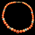 An Egyptian carnelian and faience bead necklace, 18th Dynasty ca 1550 - 1295 BC