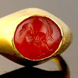 A Roman gold and carnelian finger ring, ca 1st century AD